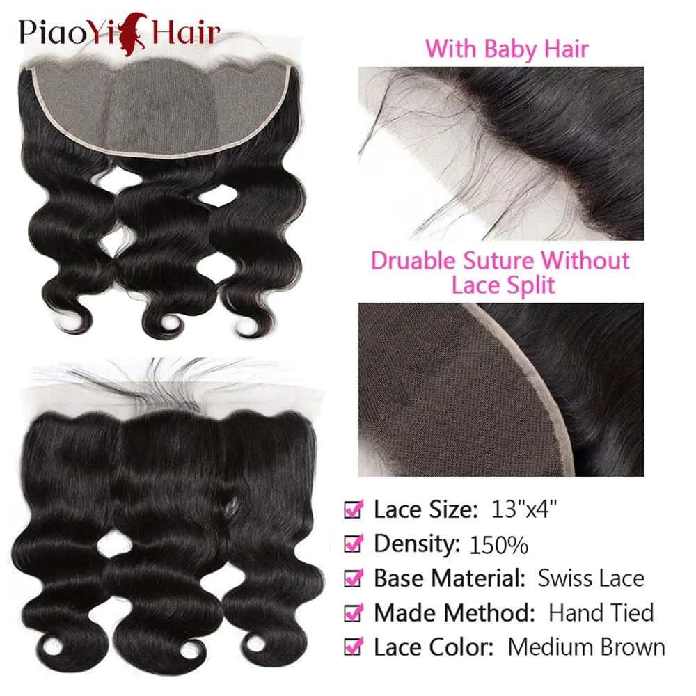 13X6 HD Lace Frontal With Body Wave Human Hair Bundles Human Hair With Closure 100% Raw Human Hair Bundles With 13X4 Frontal